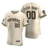 Milwaukee Brewers Customized Nike Cream Stitched MLB Flex Base Jersey,baseball caps,new era cap wholesale,wholesale hats
